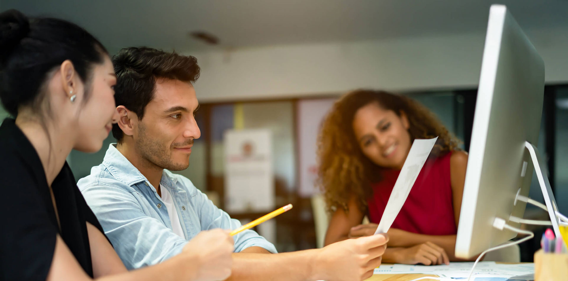 Man pointing at paper