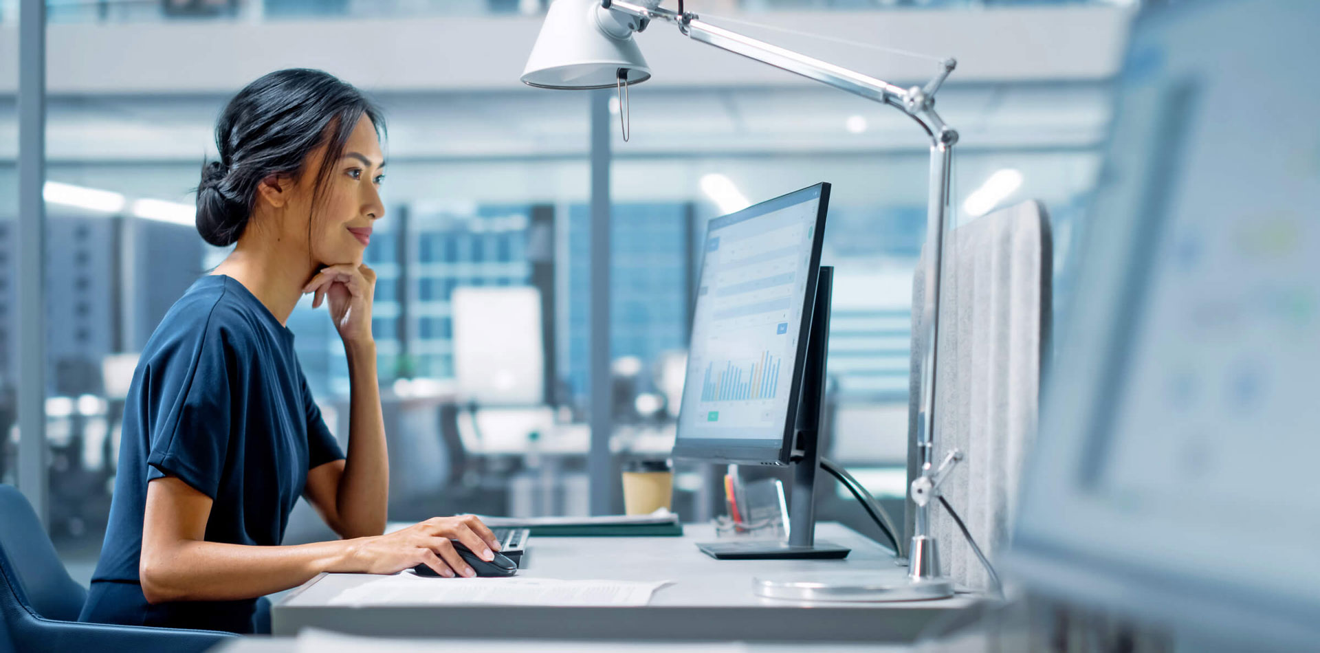 Woman looking at computer